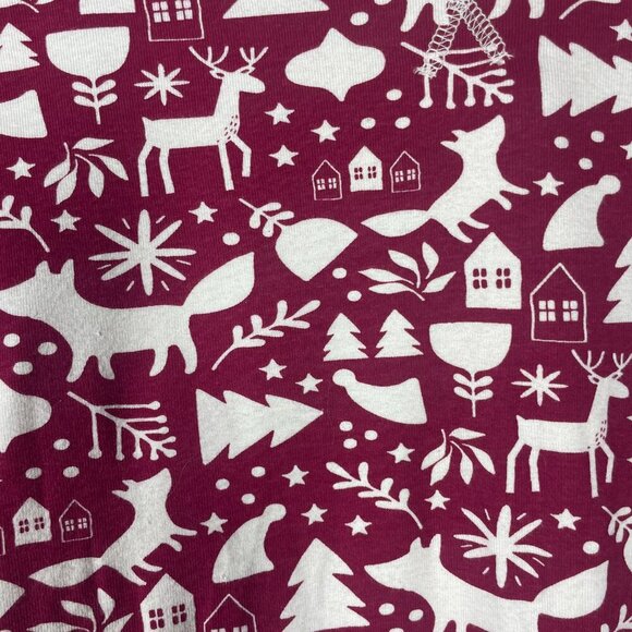 Pact Organic Cotton Men/Women Whimsical Holiday Pajamas Set Size Small Red White - Picture 4 of 8